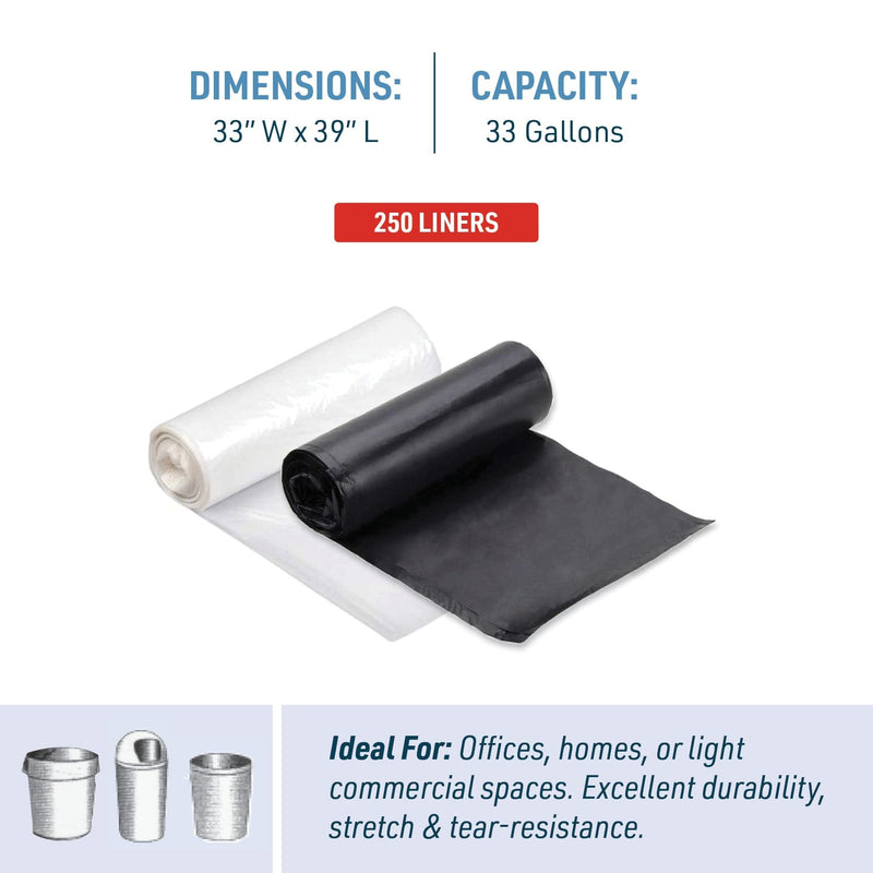 33 Gallon Low Linear Density Can Liners 33"x39" | 250 Count