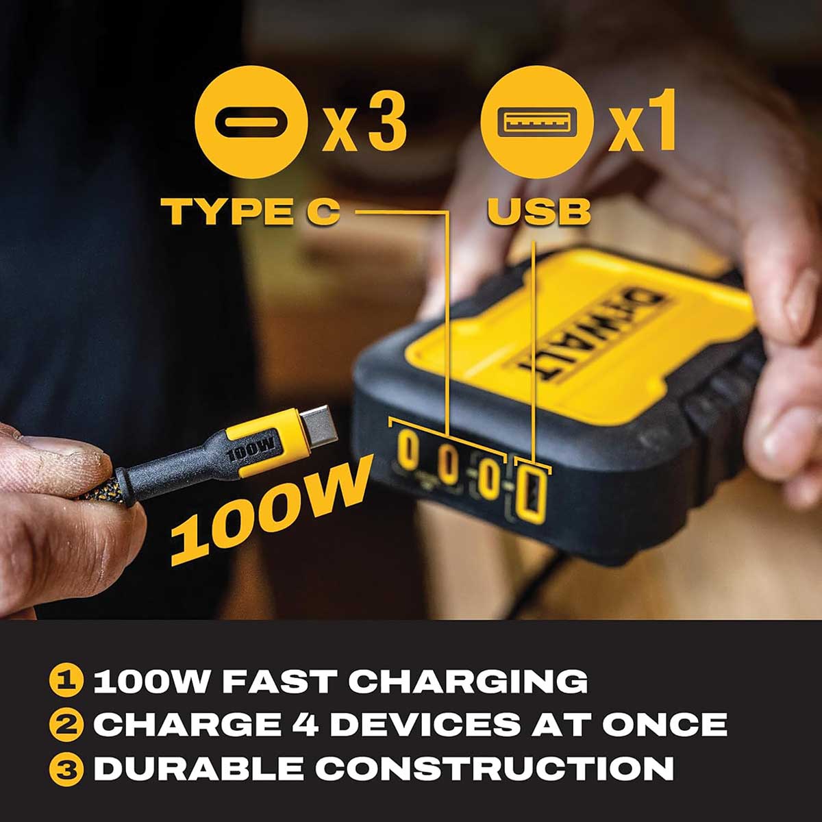 DEWALT 100W 120V 4-Port Charging Station-FG