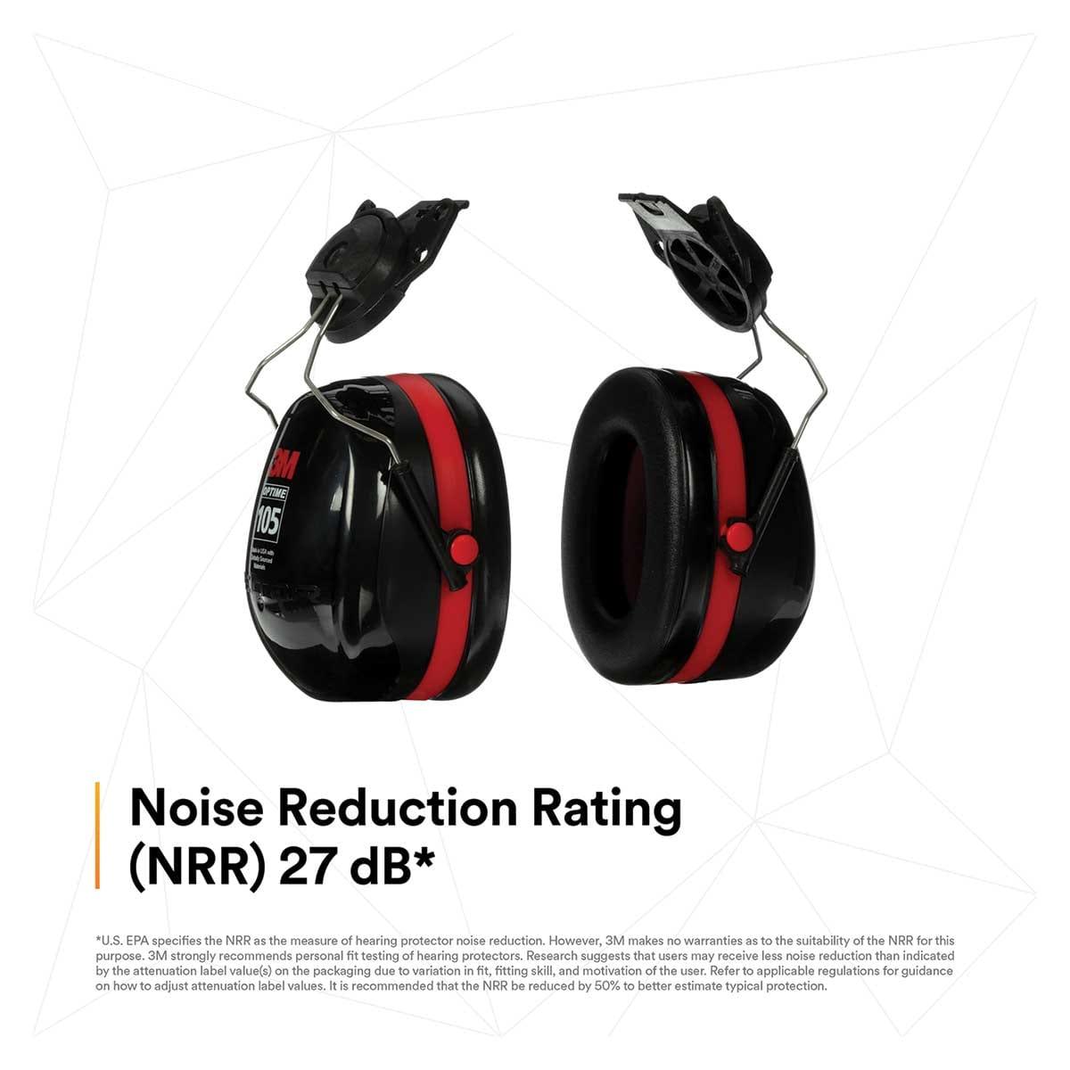 3M™ PELTOR™ Optime™ 105 Earmuffs H10P3E, Hard Hat Attachable