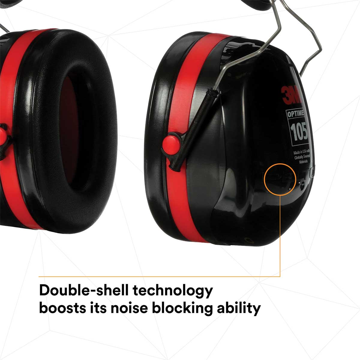 3M™ PELTOR™ Optime™ 105 Earmuffs H10P3E, Hard Hat Attachable