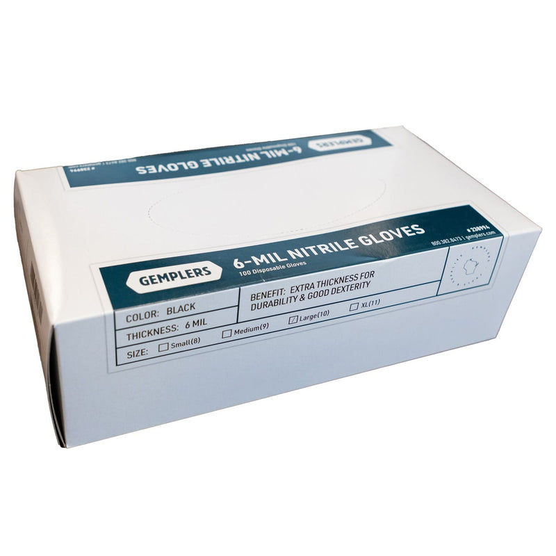 Gemplers 6-mil Black Nitrile Gloves | Box of 100 Gloves