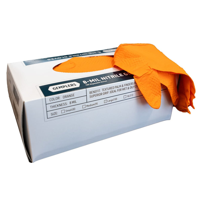 Gemplers 8-mil Orange Nitrile Gloves | Box of 100 Gloves