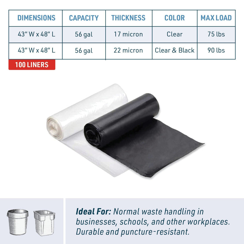 56 Gallon High Density Can Liners 43" x 48" | 100 Count