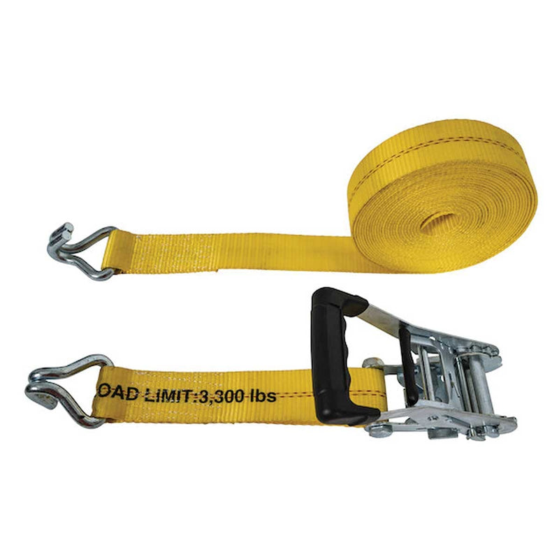 30' Commercial-Grade Ratchet Tie Down with Double J-Hooks