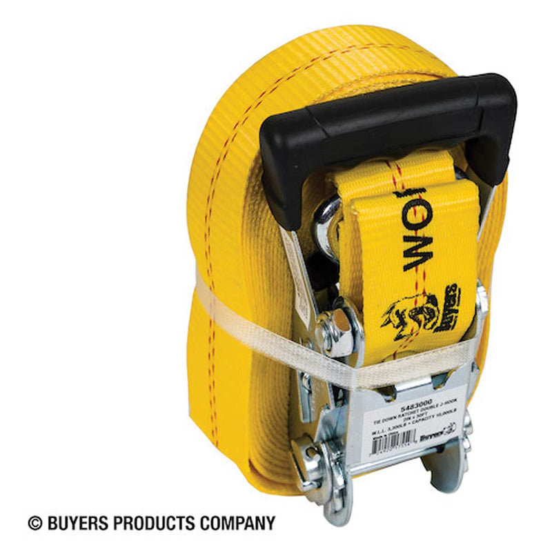 30' Commercial-Grade Ratchet Tie Down with Double J-Hooks