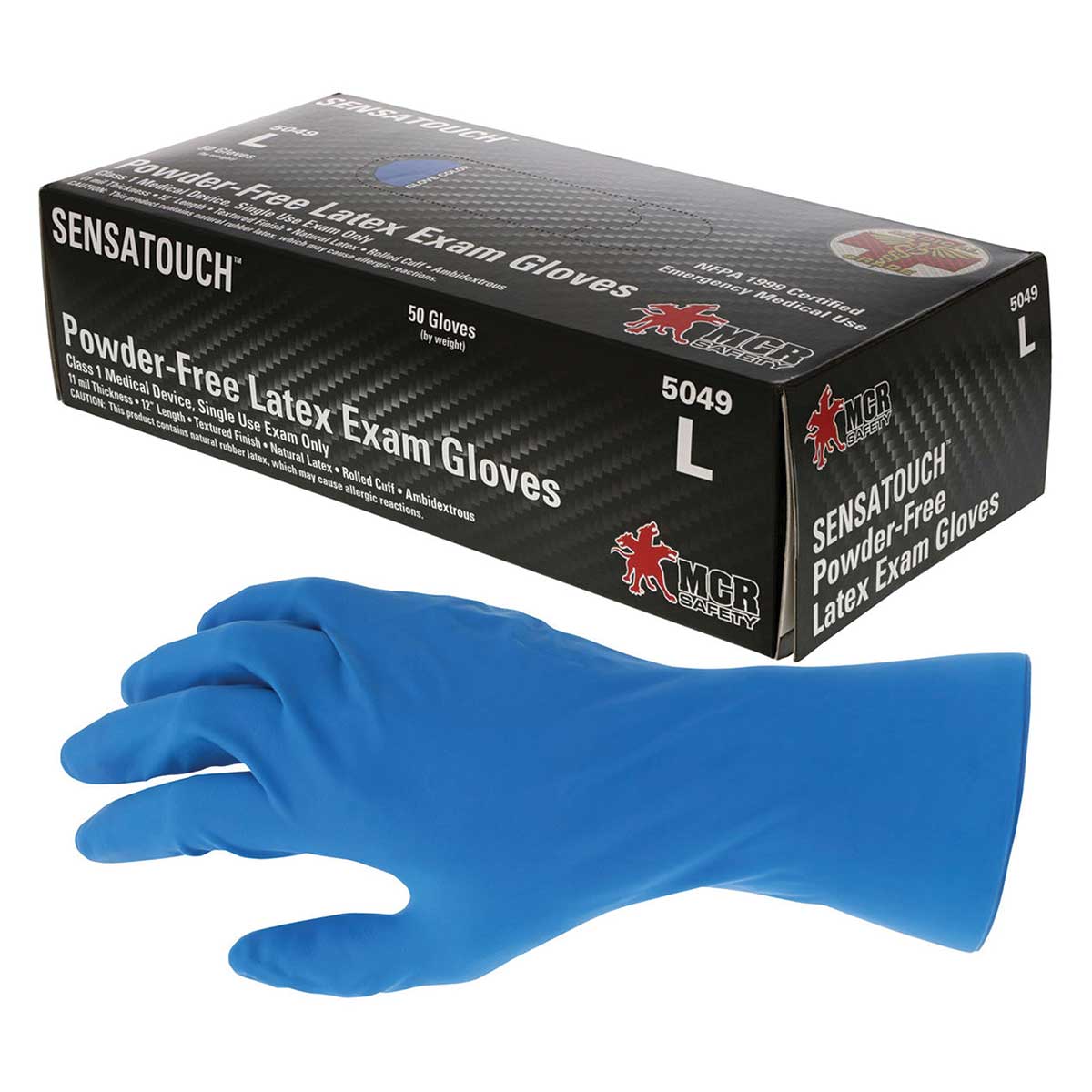 5049 SensaTouch™ 11-mil Blue Latex Gloves | Box of 50