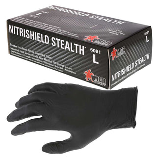 SHOWA 6112PF 4-mil Biodegradable Black Nitrile Gloves | Gemplers