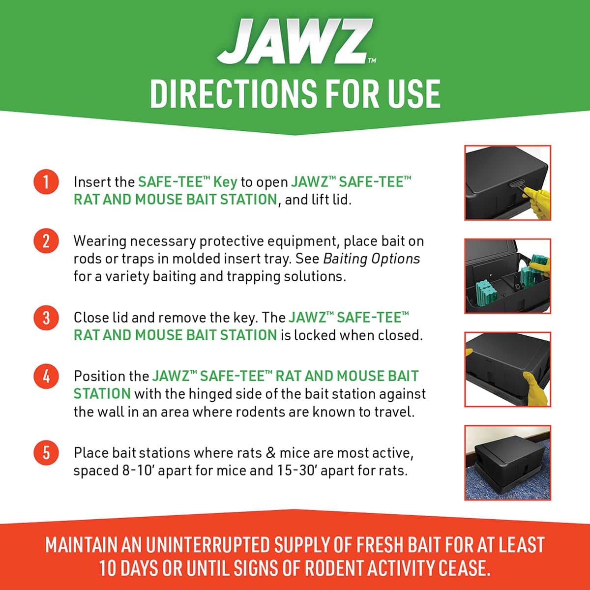 Jawz™ Safe-Tee™ Rat and Mouse Bait Station with Weighted Bottom