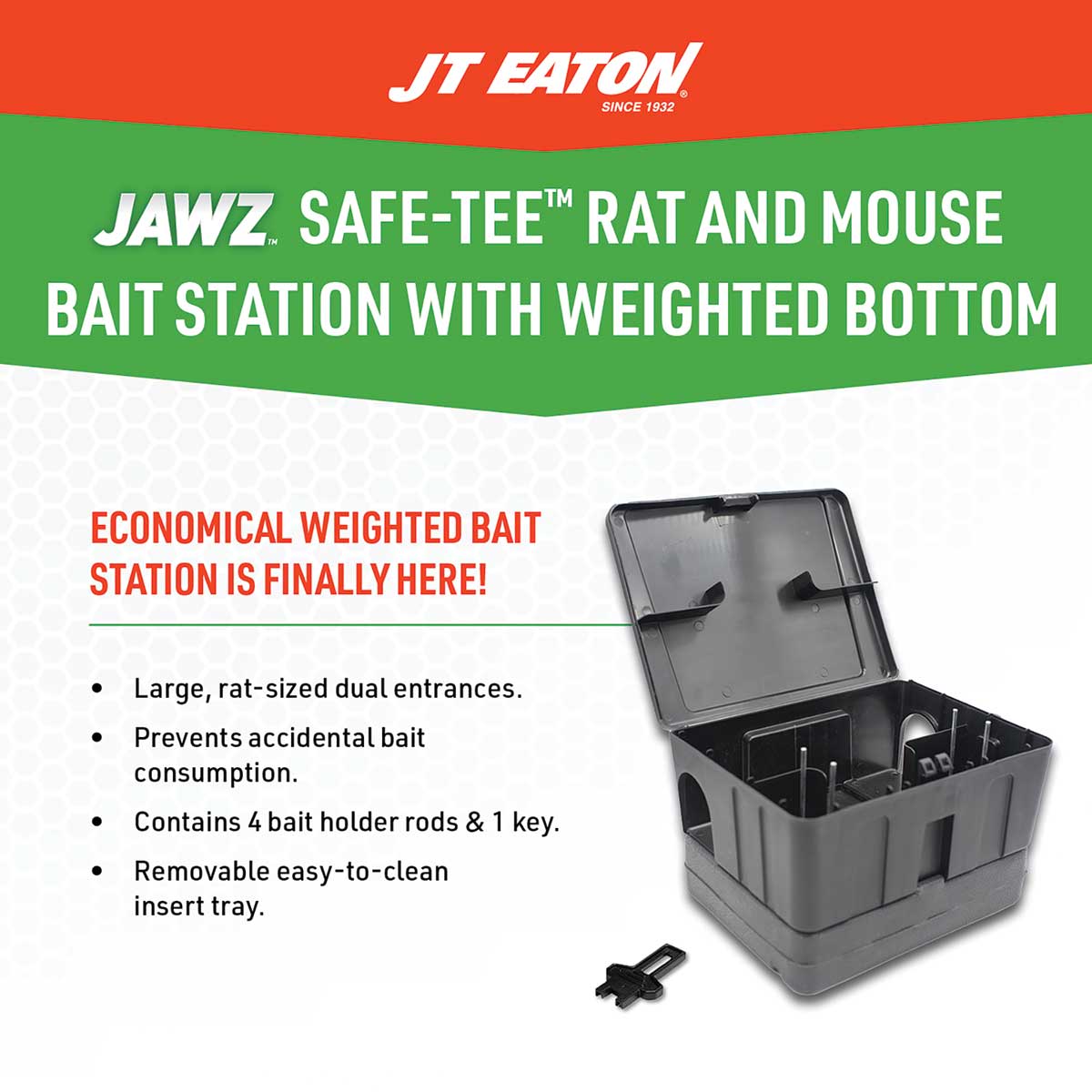 Jawz™ Safe-Tee™ Rat and Mouse Bait Station with Weighted Bottom