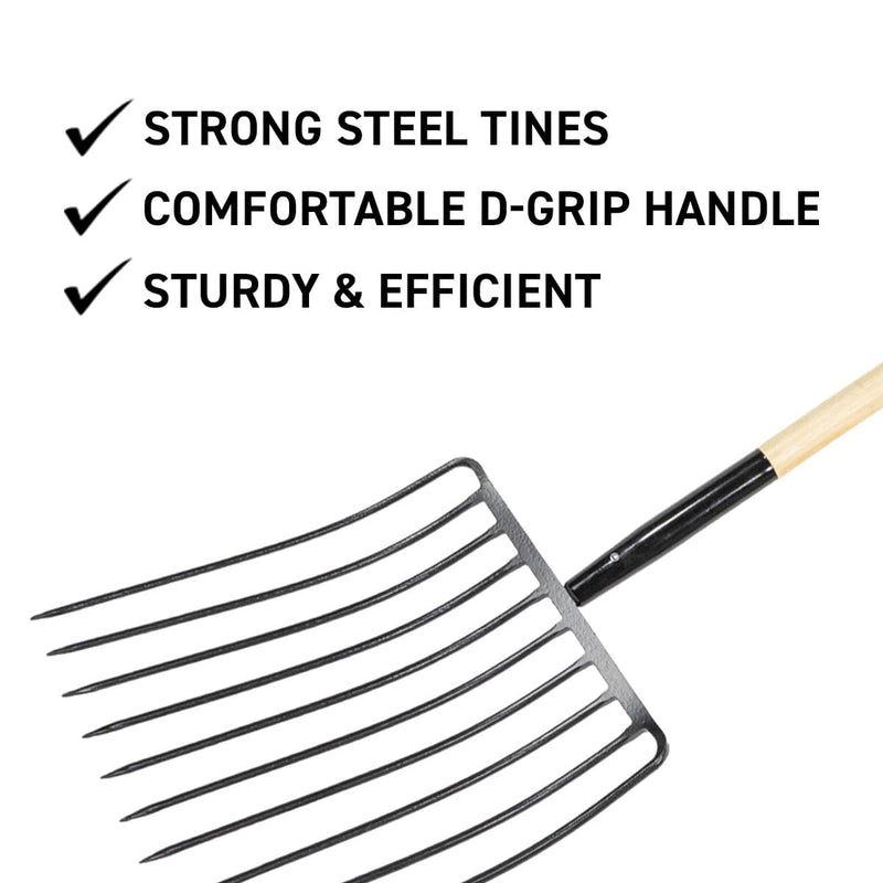 Gemplers 10-Tine Mulch Fork with 33"L Wood Handle