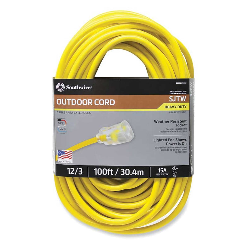 Southwire Yellow Outdoor Extension Cord with Light Indicator
