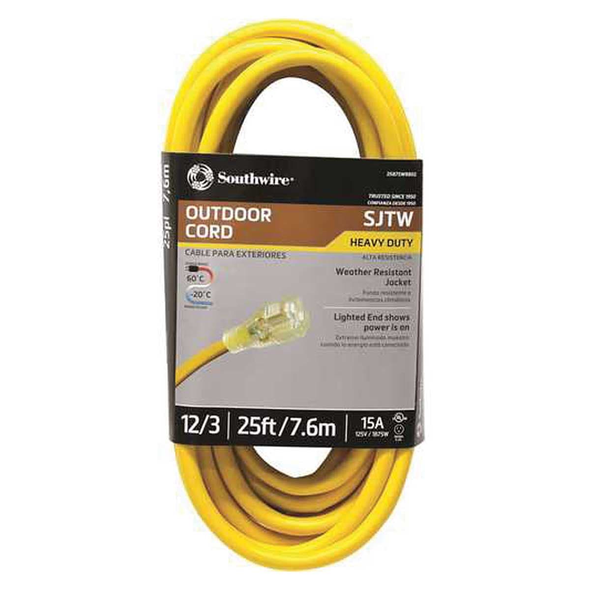 Southwire Yellow Outdoor Extension Cord with Light Indicator