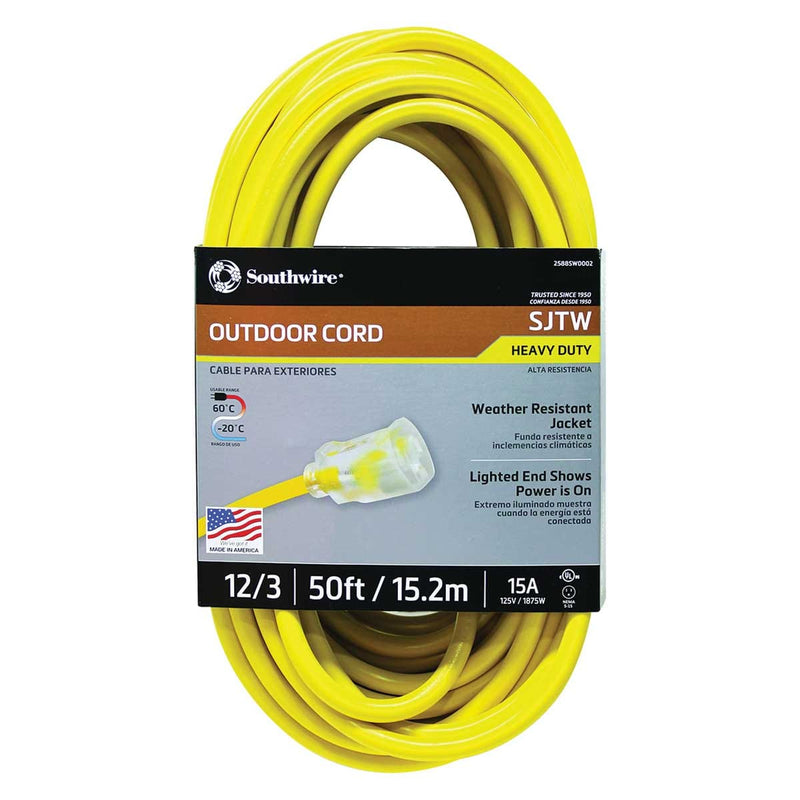 Southwire Yellow Outdoor Extension Cord with Light Indicator