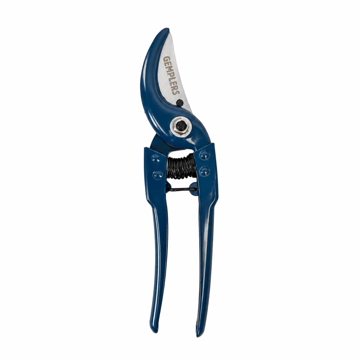 Gemplers blue hand pruner with metal grips and strong steel blades.
