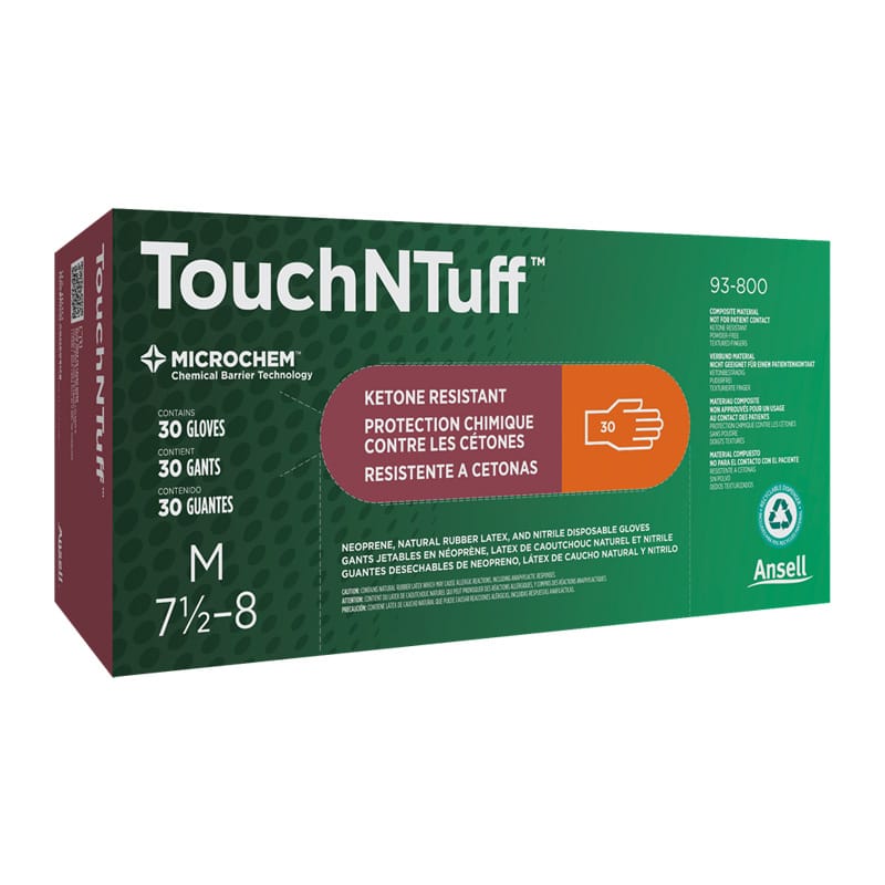 Ansell TouchNTuff 93-800 Chemical-Resistant Gloves with Acetone Resistance | 30 Pack