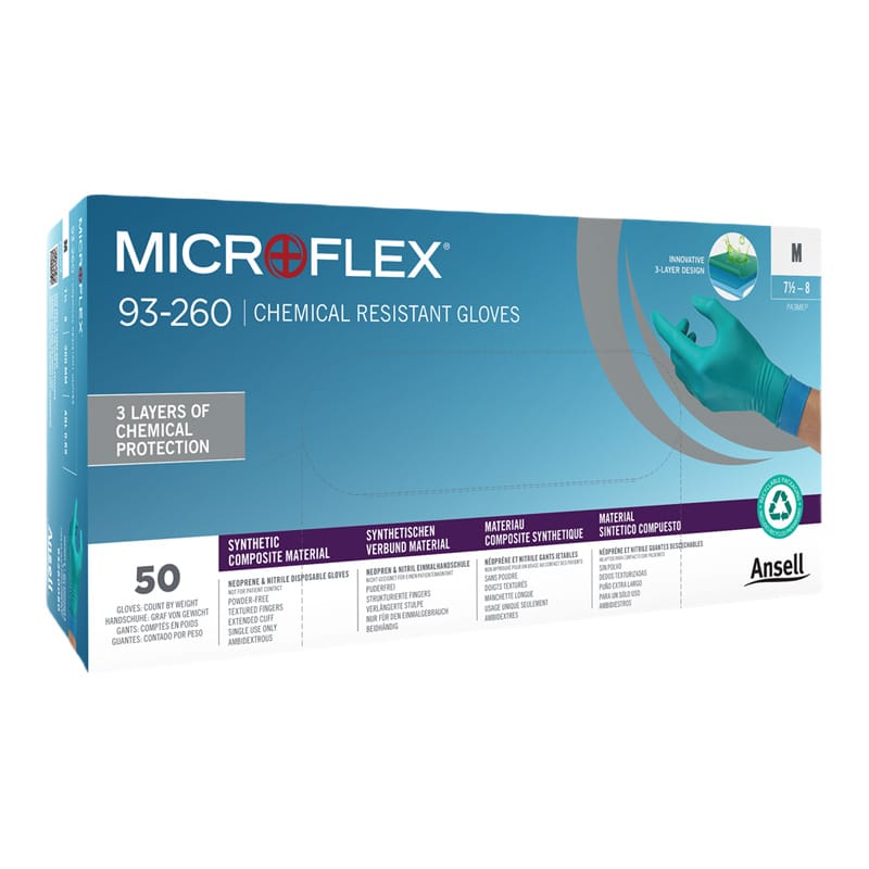 Ansell MICROFLEX 93-260 Chemical-Resistant Disposable Gloves | 50 Pack