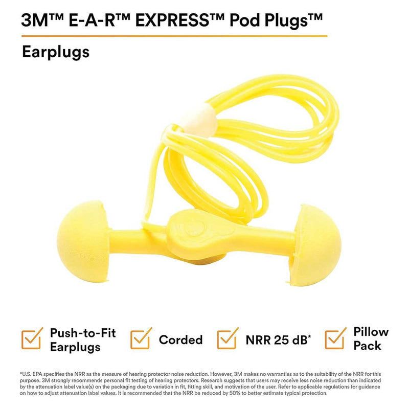 3M Pod Plugs Polyurethane Earplugs | 400 Pairs