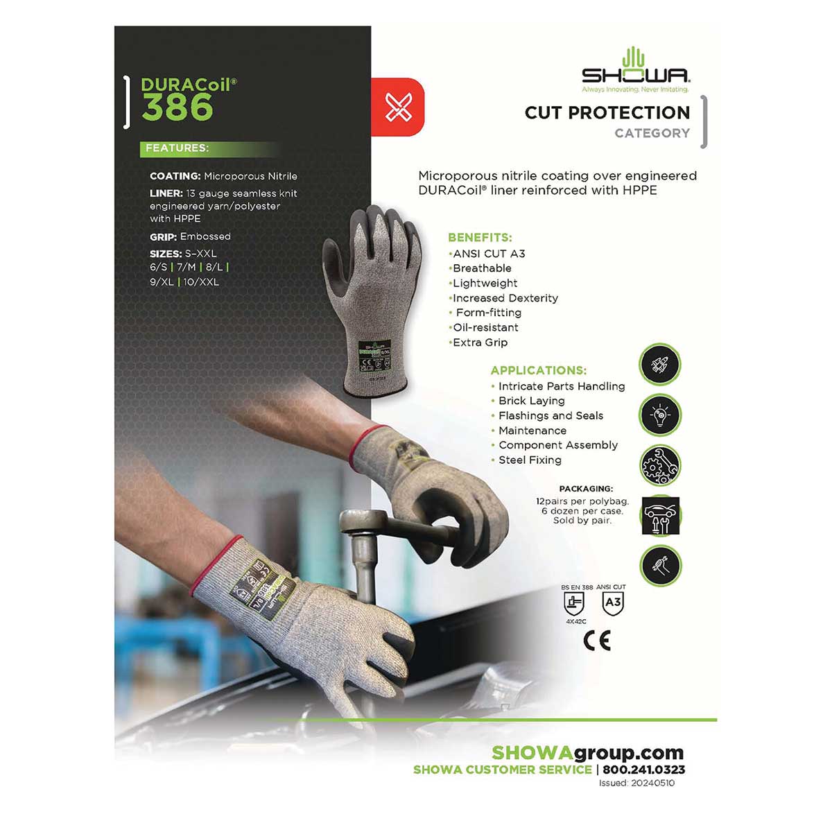 SHOWA DURACoil 386 A4 Cut-Resistant Gloves