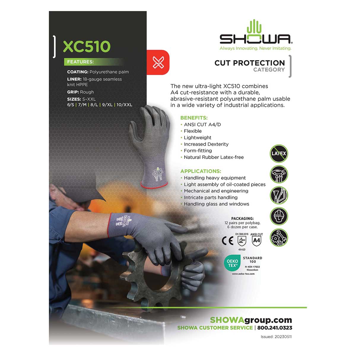SHOWA DURACoil Alpha XC510 18-Gauge A4 Cut-Resistant Gloves