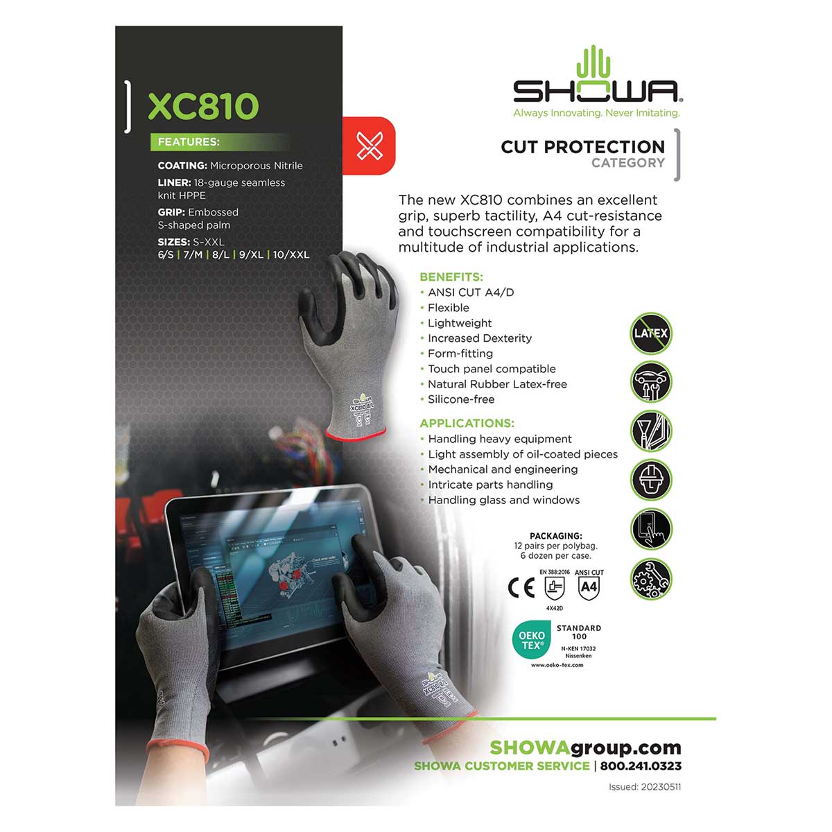 SHOWA DURACoil Alpha XC810 18-gauge A4 Cut-Resistant Gloves
