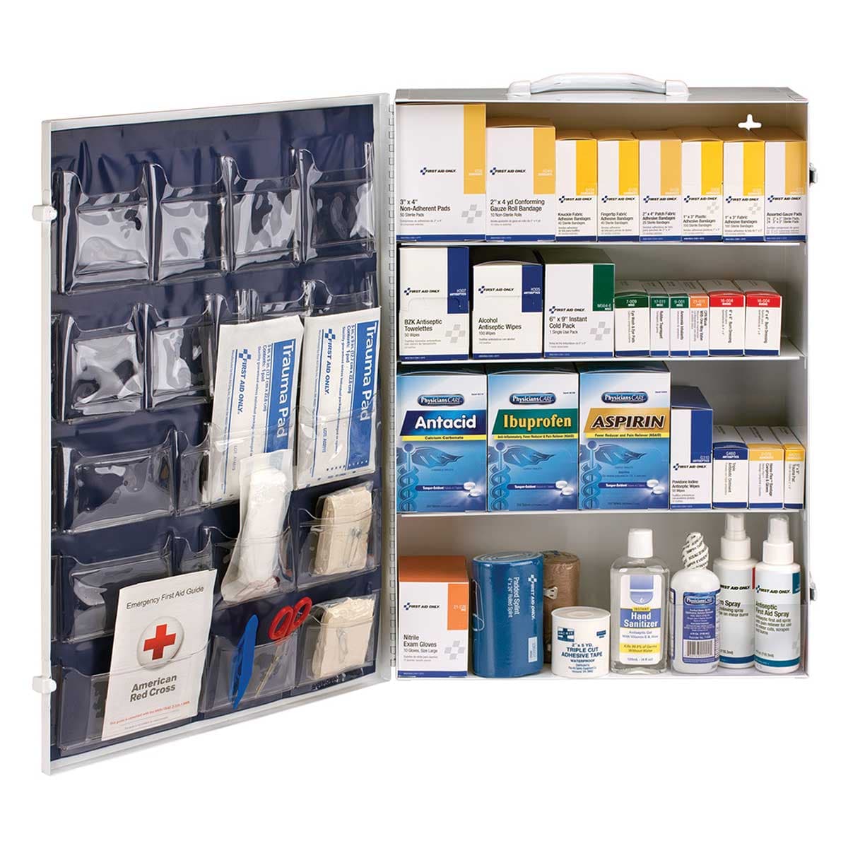 First Aid Only 150 Person 4 Shelf First Aid ANSI B, Type I & II Cabinet