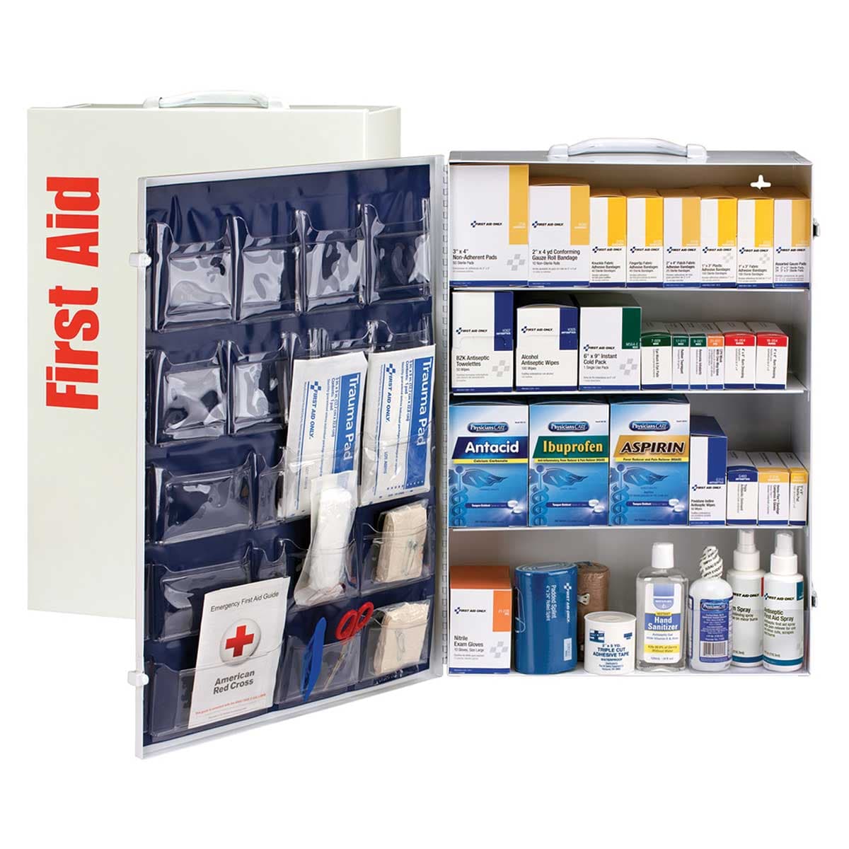 First Aid Only 150 Person 4 Shelf First Aid ANSI B, Type I & II Cabinet