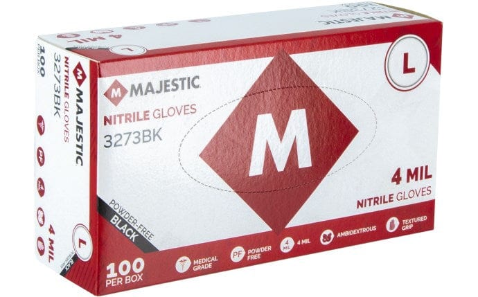 Majestic 4-mil Black Disposable Nitrile Gloves