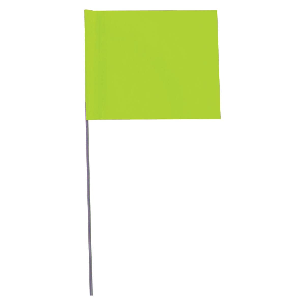 Fluorescent Lime Custom Marking Flag, 4"x5", 36" Wire Stake, 1000 PK