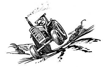 Tractor tipping on slope