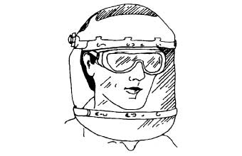 Man wearing goggles and a faceshield