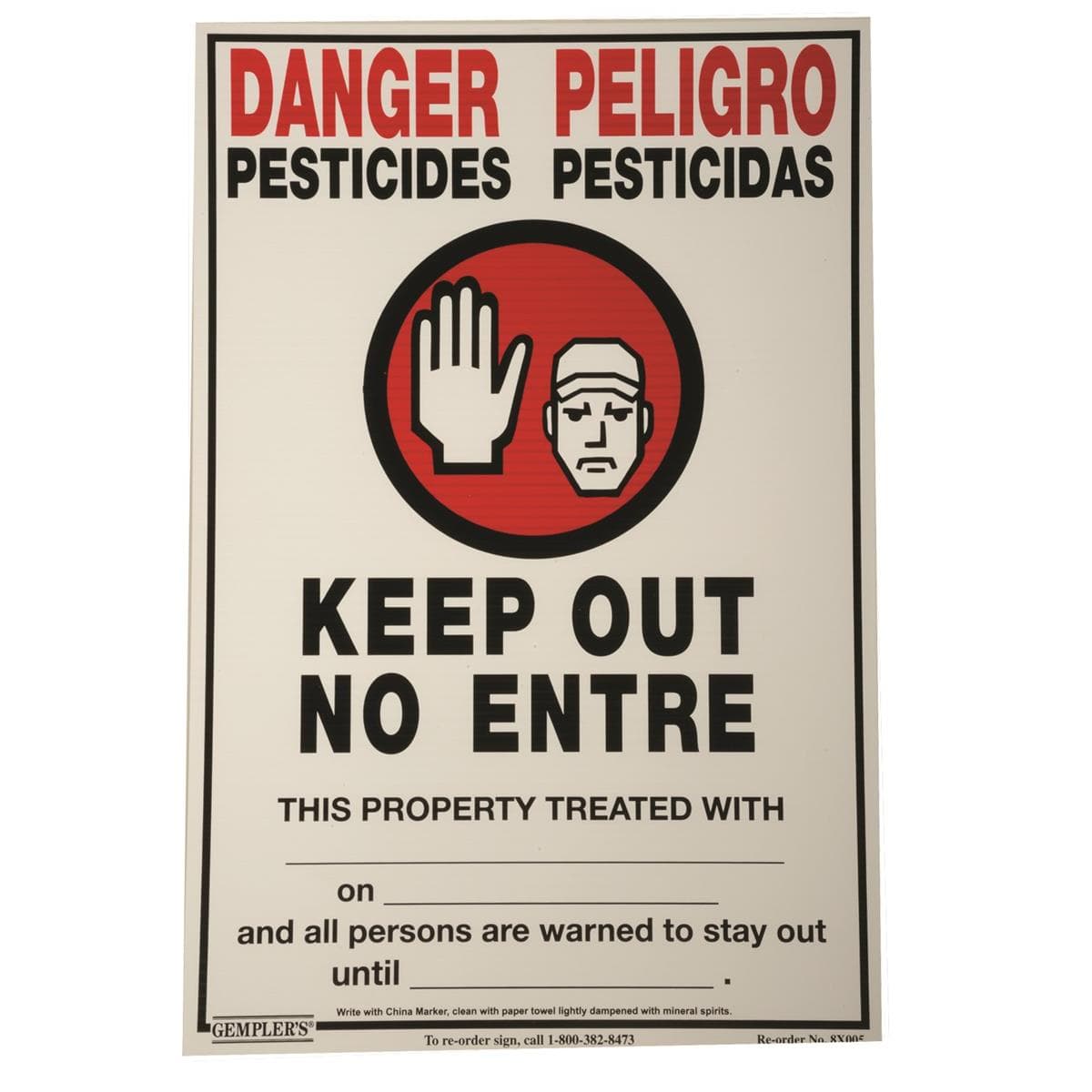 Gemplers WPS Bilingual Warning Sign with Application Data