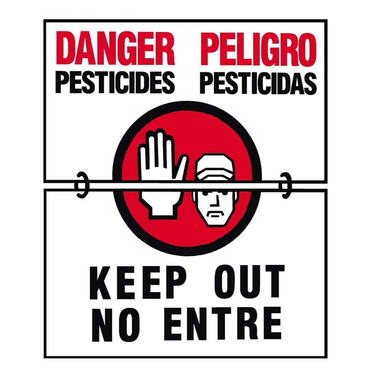 Gemplers Hinged WPS Bilingual Warning Sign - "Danger - Pesticides"