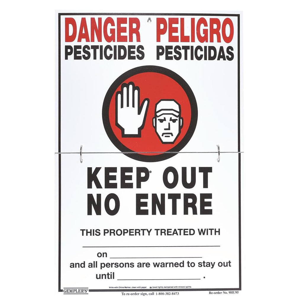 Gemplers Hinged WPS Bilingual Warning Sign with Application Data - "No Trespassing"