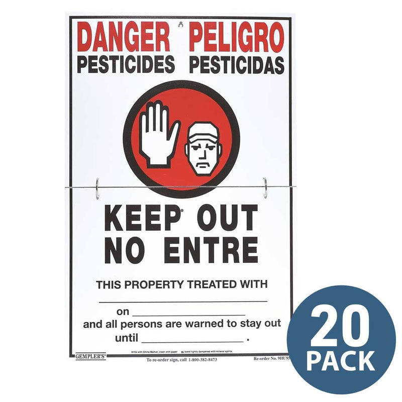 Gemplers Hinged WPS Bilingual Warning Sign with Application Data - "No Trespassing" | 20 Pack