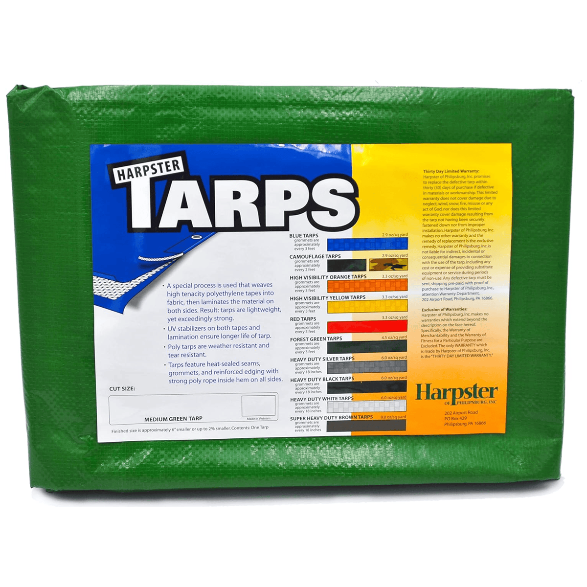 Harpster Medium Green Poly Tarp 4.5 oz.