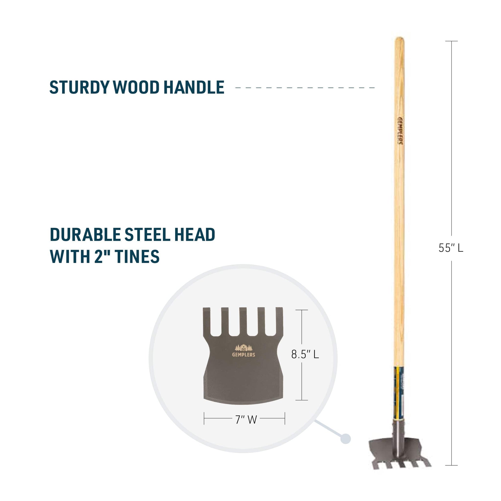 Gemplers Steel Rake Hoe with Wood Handle