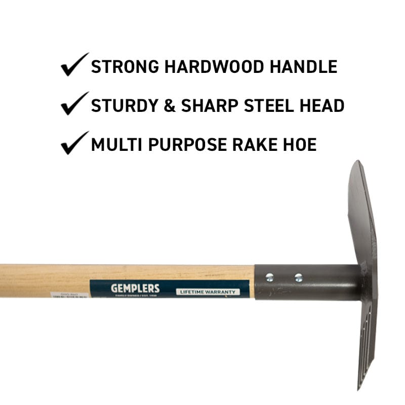 Gemplers Steel Rake Hoe with Wood Handle