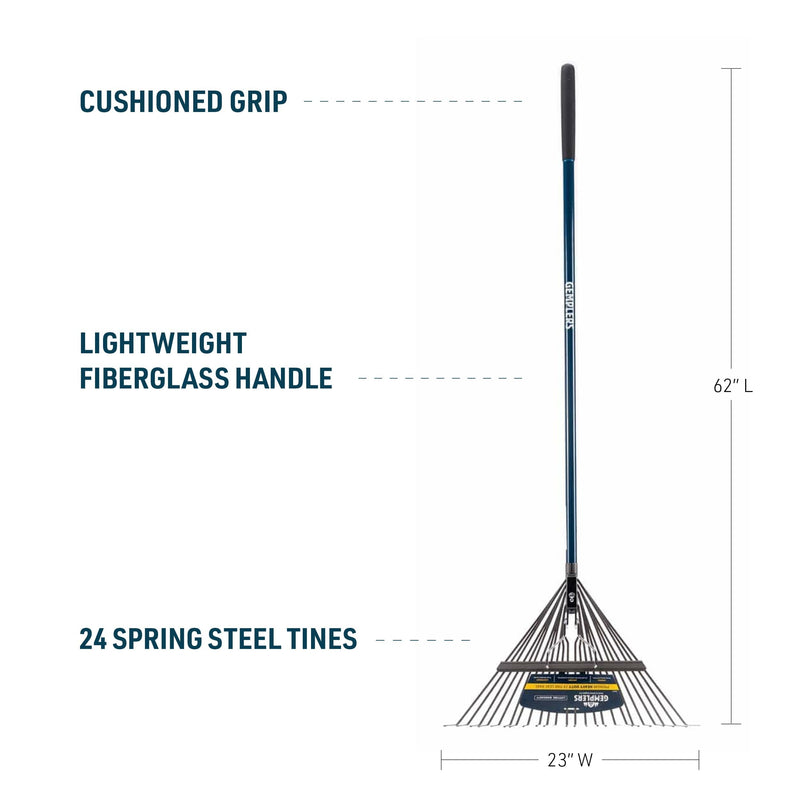 Gemplers 24-Tine Spring Brace Steel Leaf Rake with Fiberglass Handle