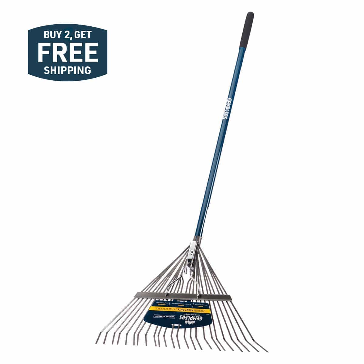 Gemplers 24-Tine Spring Brace Steel Leaf Rake with Fiberglass Handle