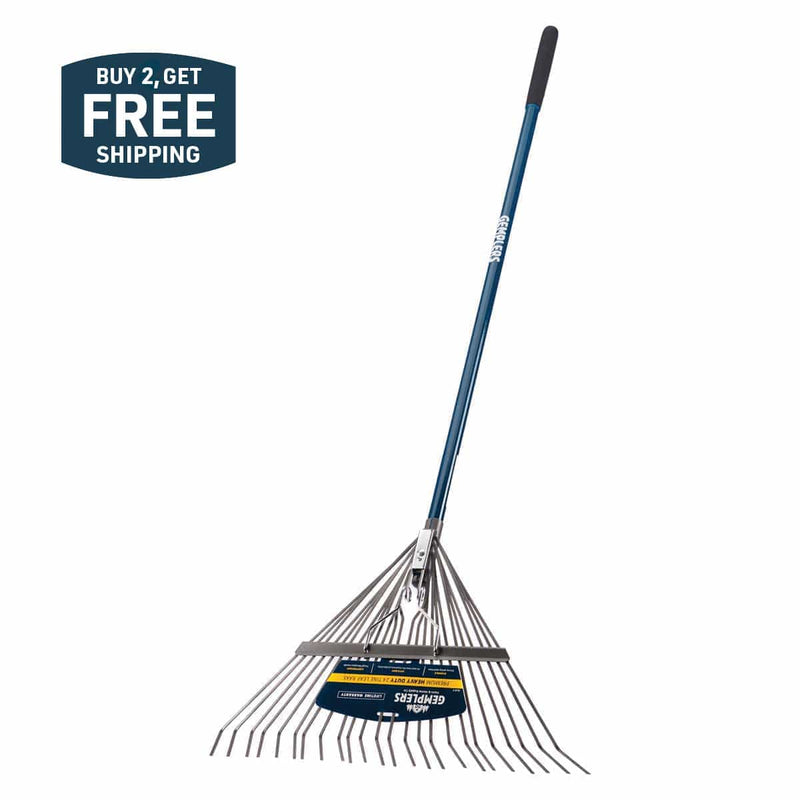 Gemplers 24-Tine Spring Brace Steel Leaf Rake with Fiberglass Handle