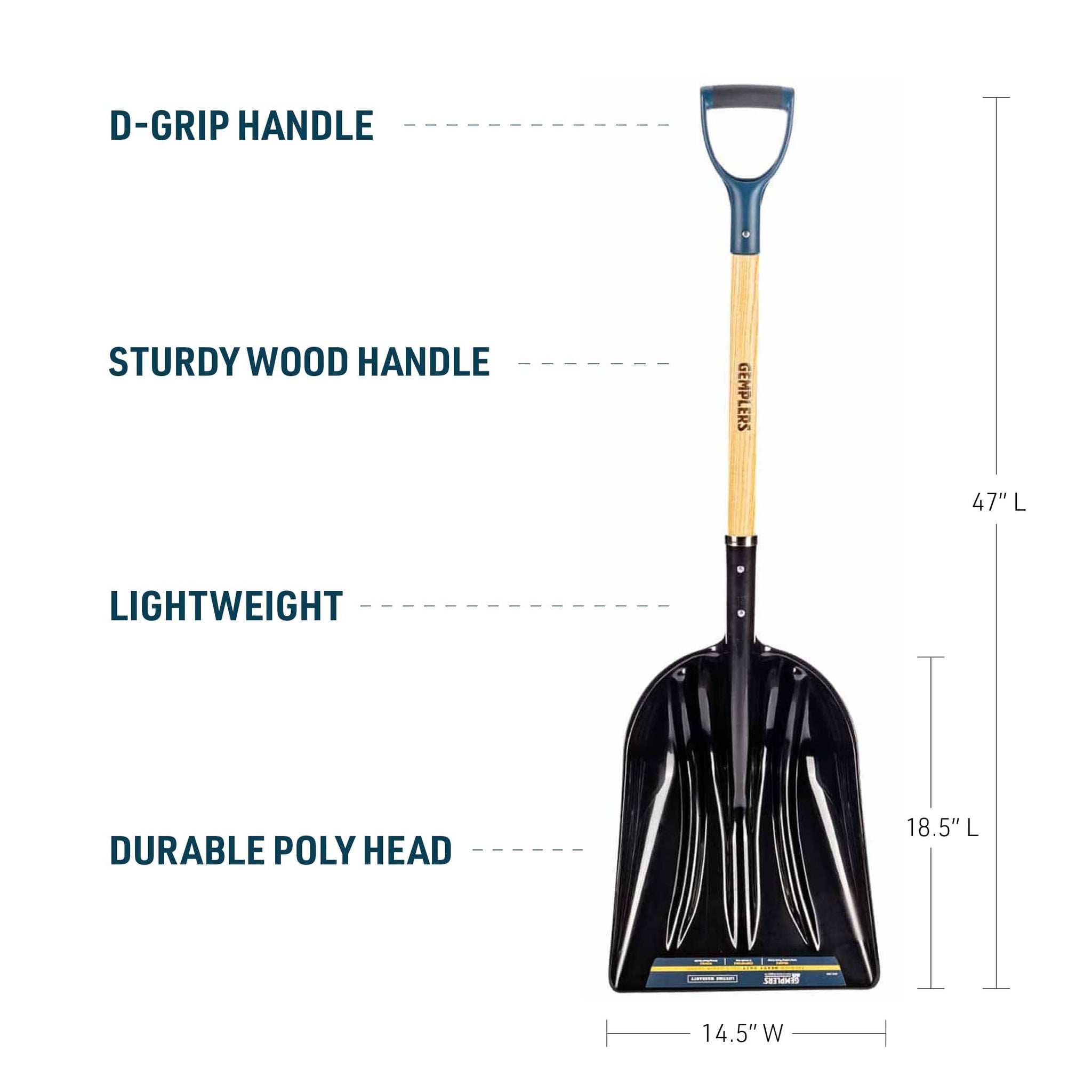 Gemplers Poly Scoop Shovel with Wood Handle