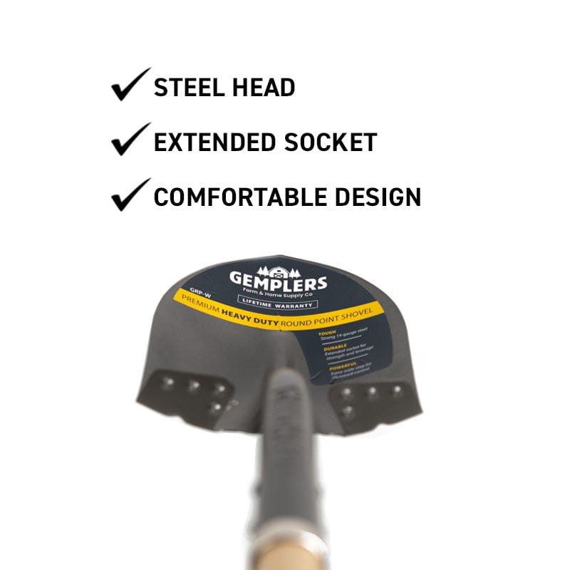 Gemplers Round Point Shovel with Wood Handle