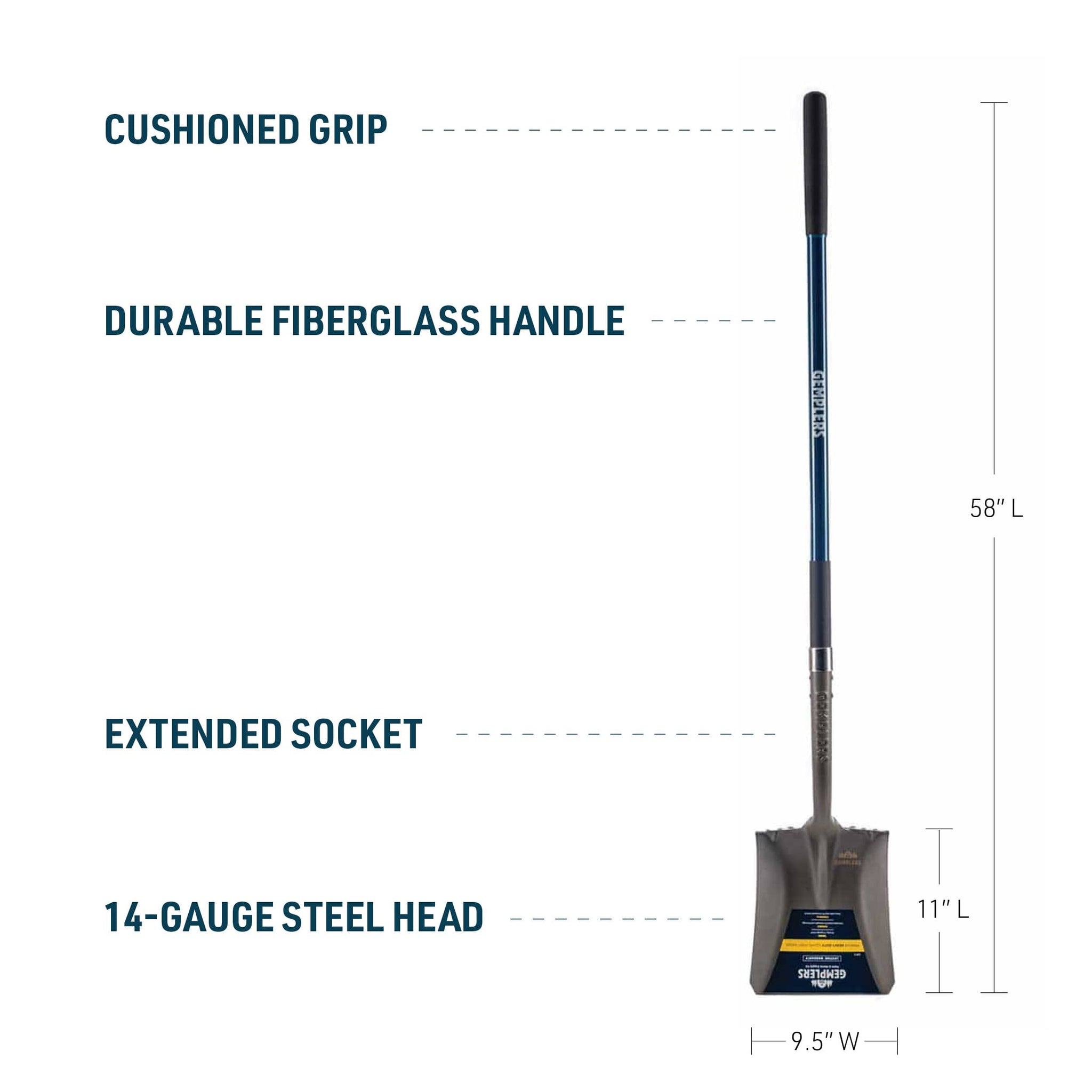 Gemplers Square Point Shovel with Fiberglass Handle