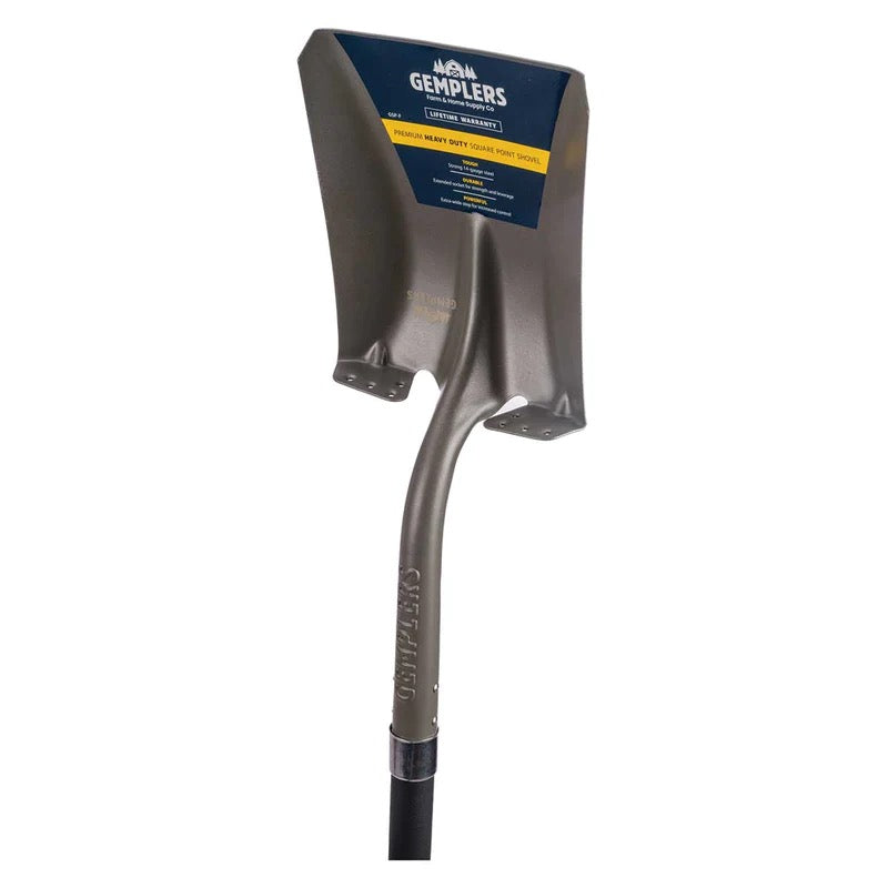 Gemplers Square Point Shovel with Extended Socket, Fiberglass Handle