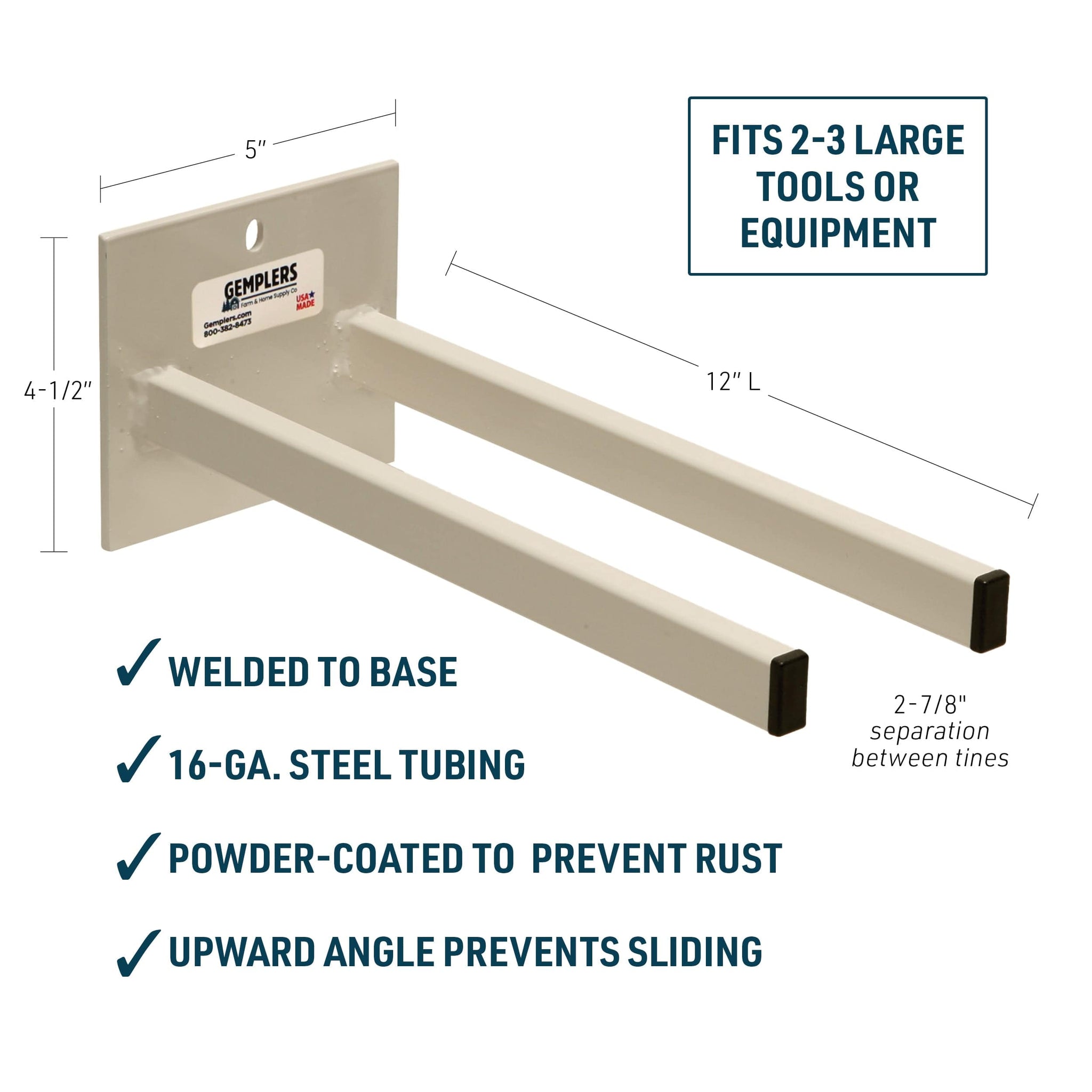 Gemplers Extra-Wide Double Prong Tool Rack, 12" L