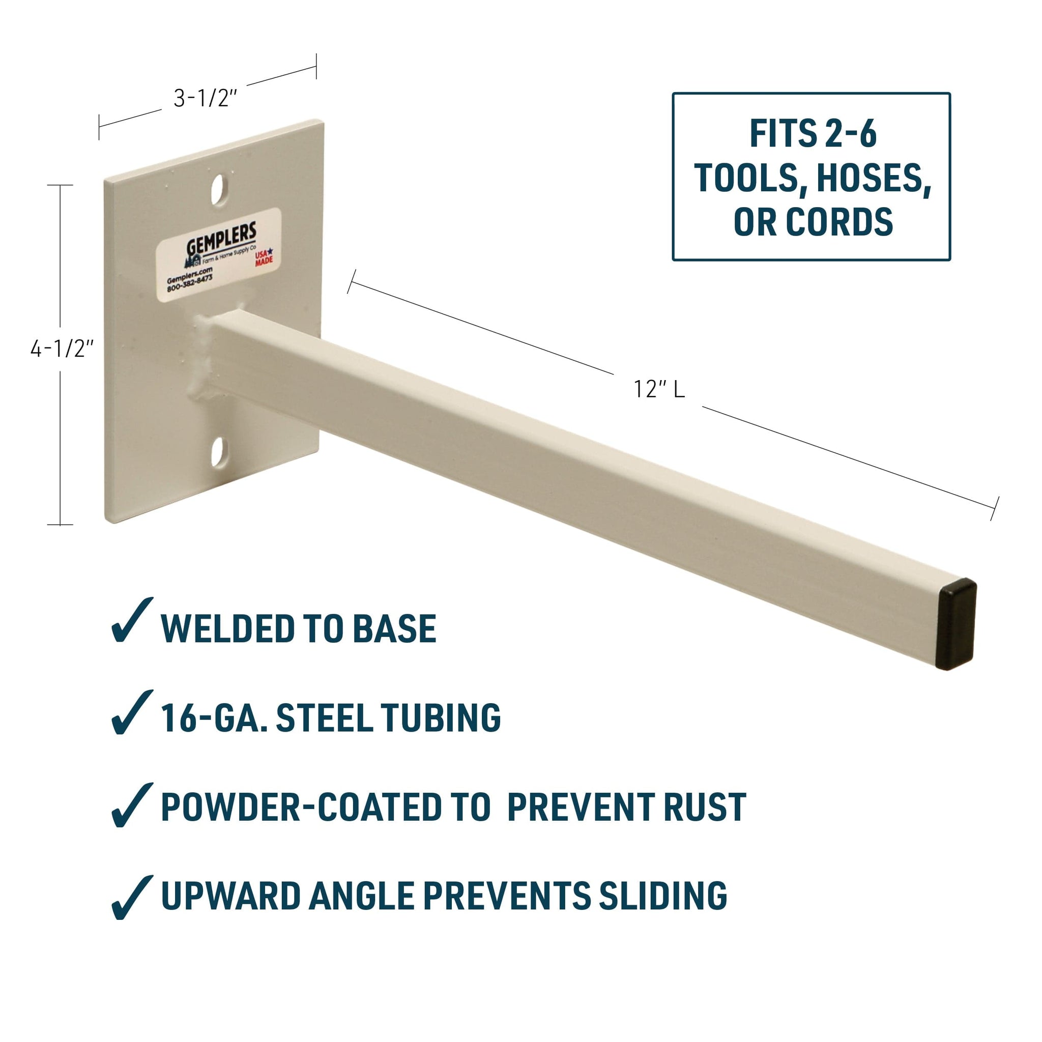 Gemplers Single Prong Tool Rack, 12" L