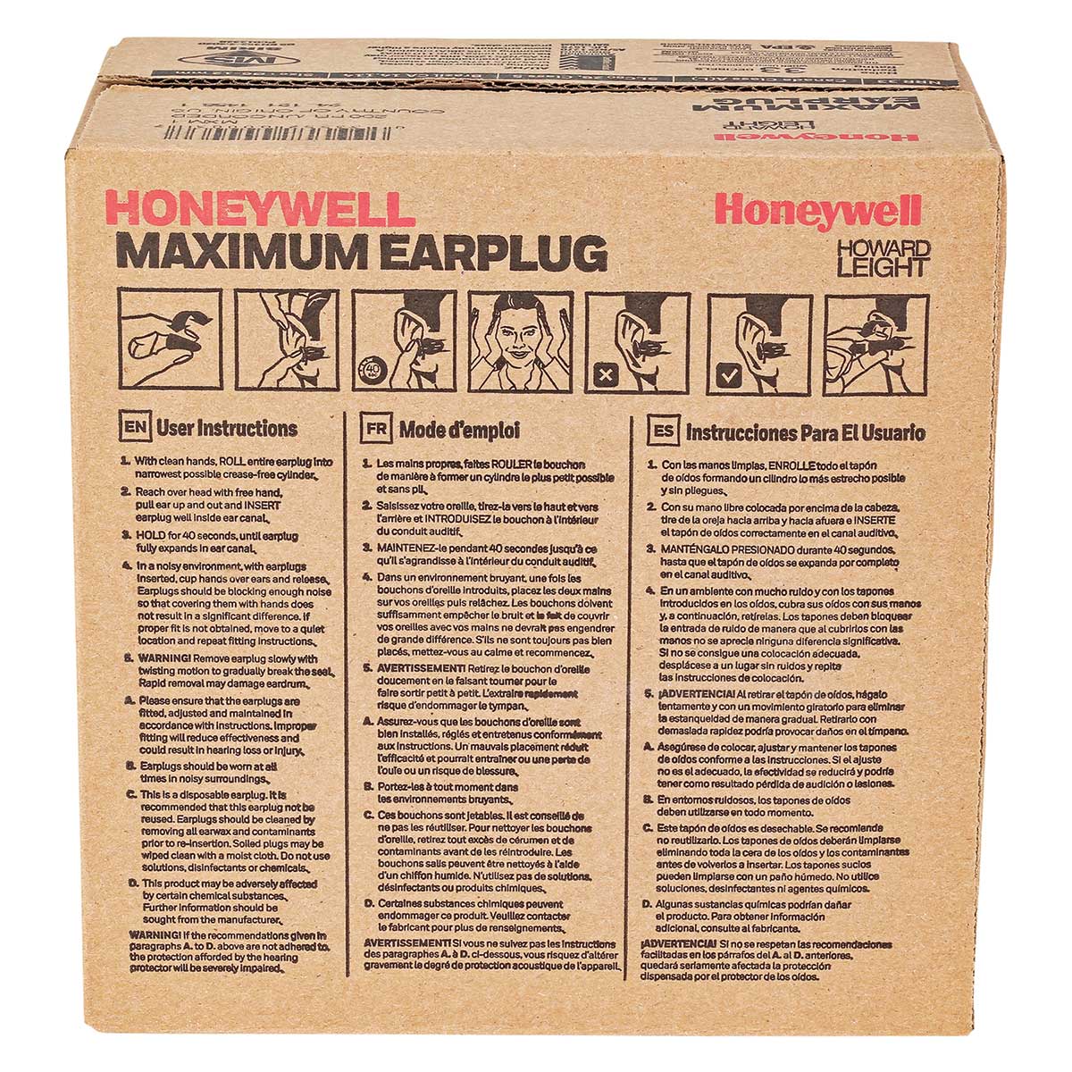 Honeywell Howard Leight MAXIMUM Disposable Foam Earplugs