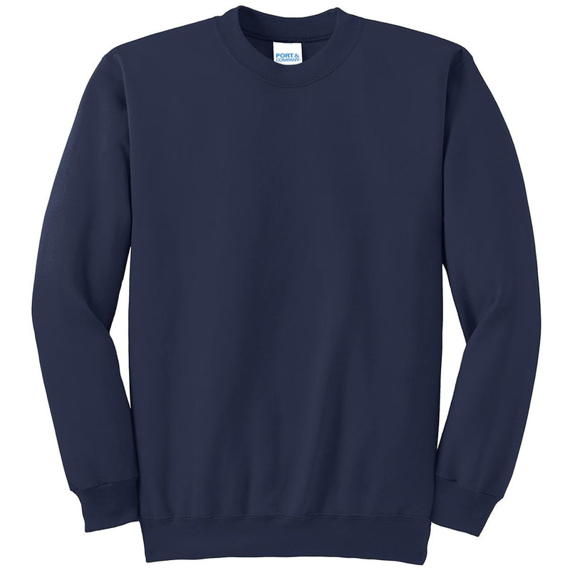 Navy Port & Company Essential Fleece Custom Crewneck Sweatshirt