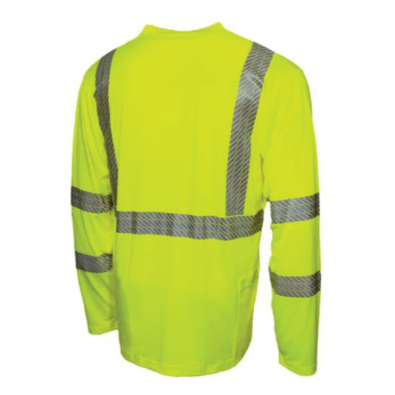 View of the back of the Pyramex ANSI Class 3 Hi-Vis Long Sleeve UPF T-Shirt