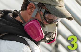#3 - Man wearing a half-mask respirator and safety goggles